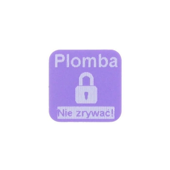 Etykieta plomba void fioletowa 10 x 10mm 250szt średnica gilzy fi40