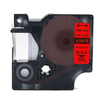 Taśma winylowa Specmark Rhino 18439 19 mm x 5,5 m / czerwona / czarny nadruk / do drukarek DYMO D1