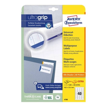 Trwałe etykiety uniwersalne Avery Zweckform A4 30ark./op. 48,5 x 25,4 mm / białe