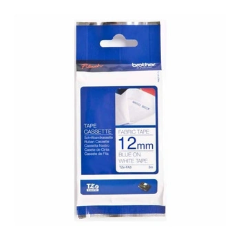 Taśma Brother TZe-FA3 12 mm x 3 m / biała / niebieski nadruk / do naprasowania / do drukarek Brother P-touch