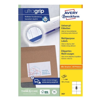 Trwałe etykiety uniwersalne Avery Zweckform A4 100ark./op. 105 x 74 mm / białe