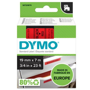 Taśma DYMO D1-45807 19 mm x 7 m / czerwona / czarny nadruk / do drukarek DYMO D1