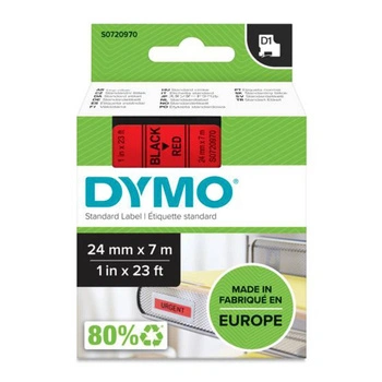 Taśma DYMO D1-53717 24 mm x 7 m / czerwona / czarny nadruk / do drukarek DYMO D1