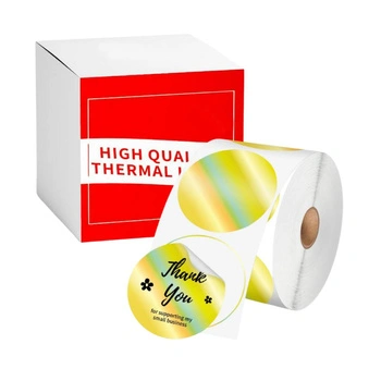 Etykiety Phomemo WY5050-140LG fi 50 mm 140 szt. / okrągłe / błyszczący złoty / czarny nadruk / do drukarek serii M