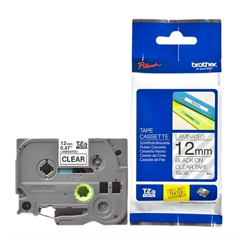 Taśma Brother TZe-131 12 mm x 8 m / przezroczysta / czarny nadruk / do drukarek Brother P-touch