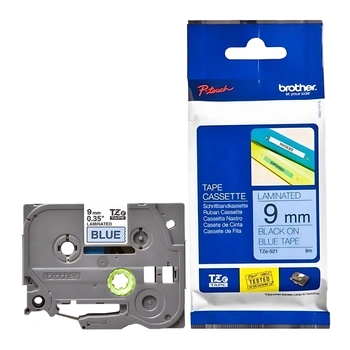 Taśma Brother TZe-521 9 mm x 8 m / niebieska / czarny nadruk / do drukarek Brother P-touch
