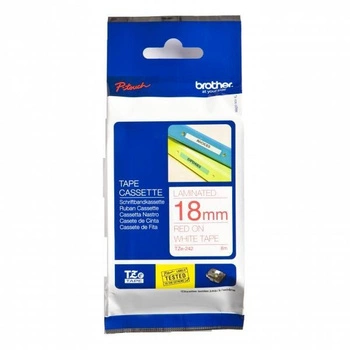 Taśma Brother TZe-242 18mm x 8m / biała / czerwony nadruk / do drukarki etykiet Brother P-touch