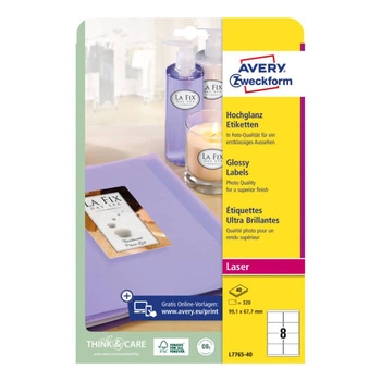 Etykiety błyszczące Avery Zweckform A4 40ark./op. 99,1 x 67,7 mm / białe