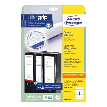 Etykiety na segregatory Avery Zweckform A4 30ark./op. 38 x 192 mm / białe
