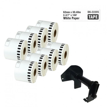 Taśma Specmark DK-22205 62 mm x 30,48 m / bez uchwytu / do drukarek Brother QL / zestaw 8 szt.