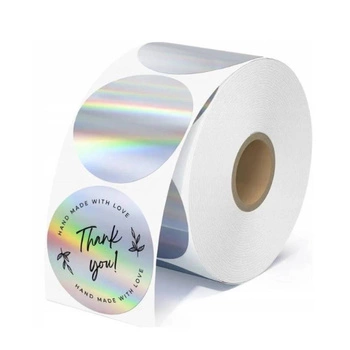 Etykiety Phomemo WY5050-140LS fi 50 mm 140szt. / okrągłe / błyszczący srebrny / czarny nadruk / do drukarek serii M