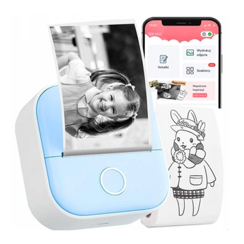 Mini drukarka etykiet Phomemo T02 niebieska 203 dpi / do 50 mm / Smartfon / BT
