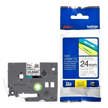 Taśma Brother TZe-151 24 mm x 8 m / przezroczysta / czarny nadruk / do drukarek Brother P-touch