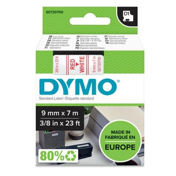 Taśma DYMO D1-40915 9 mm x 7 m / czerwona / biały nadruk / do drukarek DYMO D1