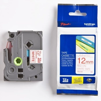 Taśma Brother TZe-232 12 mm x 8 m / biała / czerwony nadruk / do drukarek Brother P-touch