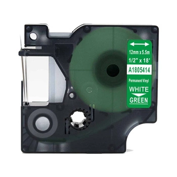 Taśma winylowa Specmark Rhino 1805414 12 mm x 5,5 m / zielona / biały nadruk / do drukarek DYMO D1