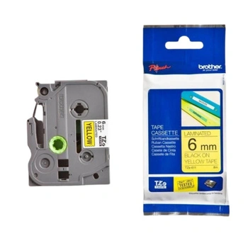 Taśma Brother TZe-611 6 mm x 8 m / żółta/ czarny nadruk / do drukarek Brother P-touch