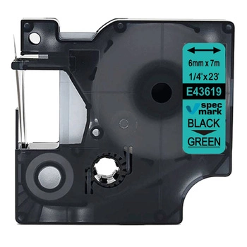 Taśma Specmark D1-43619 6 mm x 7 m / zielona / czarny nadruk / do drukarek DYMO D1