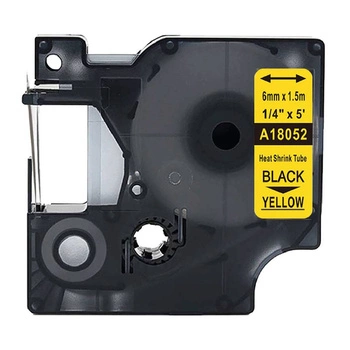 Rurka termokurczliwa Specmark Rhino 18052 6 mm x 1,5 m ø1,2 - 2,3 mm / żółta / czarny nadruk / do drukarek DYMO D1