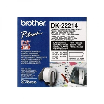 Taśma Brother DK-22214 12 mm x 30,48 m / mocny klej / do drukarek Brother QL