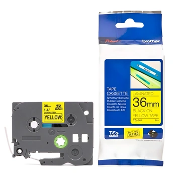 Taśma Brother TZe-661 36 mm x 8 m / żółta / czarny nadruk / do drukarek Brother P-touch