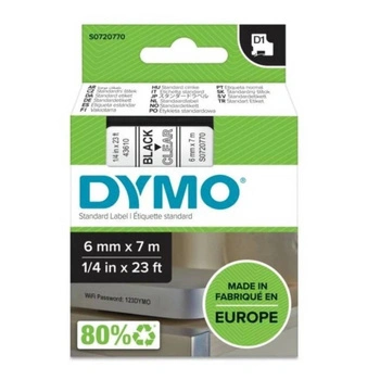 Taśma DYMO D1-43610 6 mm x 7 m / przezroczysta / czarny nadruk / do drukarek DYMO D1