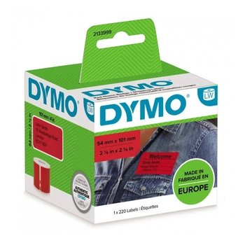 Etykiety DYMO LW-99014 54 x 101 mm 220 szt. / czerwone / czarny nadruk / do drukarek etykiet DYMO LabelWriter