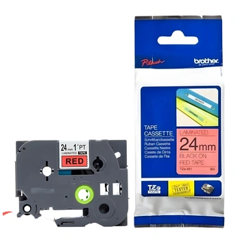 Taśma Brother TZe-451 24 mm x 8 m / czerwona / czarny nadruk / do drukarek Brother P-touch