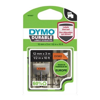 Taśma DYMO Durable D1-1978367 12 mm x 3 m / pomarańczowa / czarny nadruk / do drukarek DYMO D1