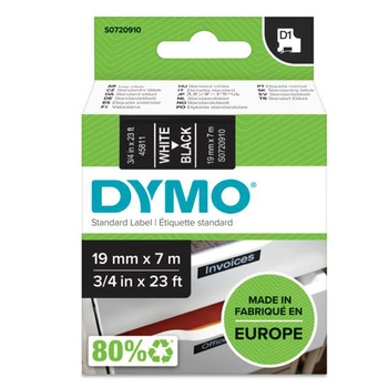 Taśma DYMO D1-45811 19 mm x 7 m / czarna / biały nadruk / do drukarek DYMO D1