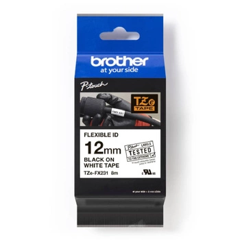 Taśma Brother TZe-FX231 12mm x 8m / flexi elastyczna / do drukarki etykiet Brother P-touch