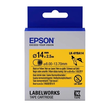 Rurka termokurczliwa Epson HTS LK-6YBA14 2,5 m ⌀8 - 13,7 mm / żółta / czarny nadruk / do drukarek Epson LabelWorks