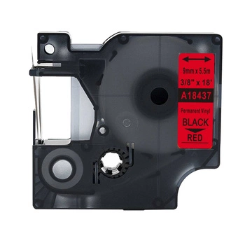 Taśma winylowa Specmark Rhino 18437 9 mm x 5,5 m / czerwona / czarny nadruk / do drukarek DYMO D1