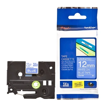 Taśma Brother TZe-535 12 mm x 8 m / niebieska / biały nadruk / do drukarek Brother P-touch
