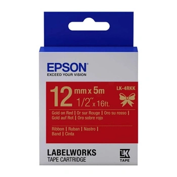 Oryginalna taśma satynowa Epson LK-4RKK 12mm x 5m czerwona złoty nadruk