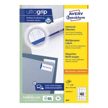 Trwałe etykiety uniwersalne Avery Zweckform A4 100ark./op. 48,5 x 25,4 mm / białe