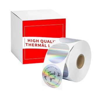 Etykiety Phomemo WY5050-140LS fi 50 mm 140szt. / okrągłe / błyszczący srebrny / czarny nadruk / do drukarek serii M