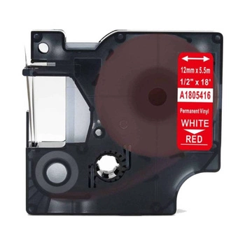 Taśma winylowa Specmark Rhino 1805416 12mm x 5,5m / czerwona / biały nadruk