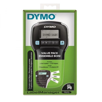 Drukarka etykiet DYMO LabelManager 160 Value Pack 180 dpi / do 12 mm / z 3 szt. taśm D1 w zestawie