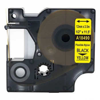 Taśma nylonowa Specmark Rhino 18490 12 mm x 3,5 m / żółta / czarny nadruk / do drukarek DYMO D1