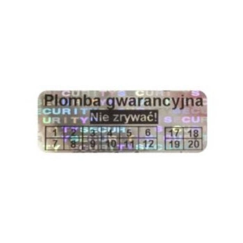 Etykieta plomba hologram Specmark 50 x 30 mm 250 szt. / security void / mocny klej / wielokolorowa / czarny nadruk / gilza fi40