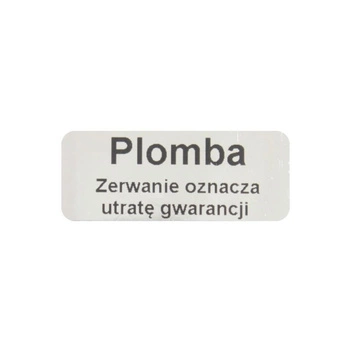 Etykieta plomba void srebrna lustrzana 20 x 10mm 250szt średnica gilzy fi40