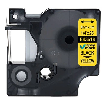 Taśma Specmark D1-43618 6 mm x 7 m / żółta / czarny nadruk / do drukarek DYMO D1
