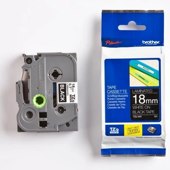 Taśma Brother TZe-345 18 mm x 8 m / czarna/ biały nadruk / do drukarek Brother P-touch