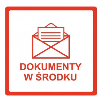 Etykiety termotransferowe Specmark 85 x 85 mm 500 szt. / ostrzegawcze / DOKUMENTY W ŚRODKU / gilza fi40