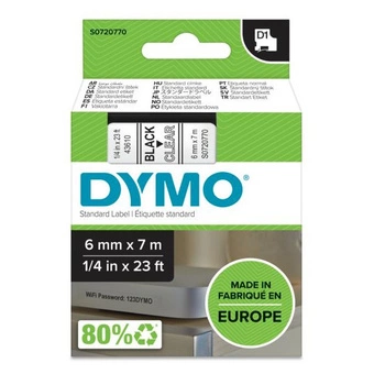Taśma DYMO D1 43610 6mm x 7m / przezroczysta / czarny nadruk