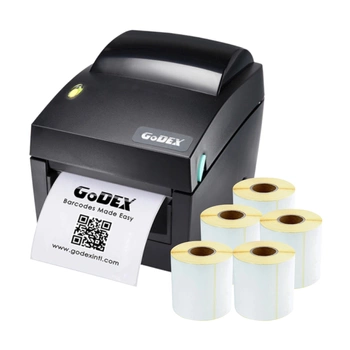 Drukarka etykiet Godex DT4x 203 dpi / do 108 mm / PC / Mac / USB / Ethernet / RS-232 / 5 szt. rolek w zestawie