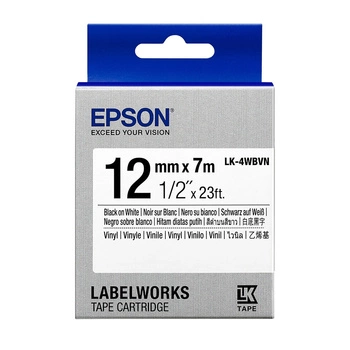 Oryginalna taśma Epson LK-4WBVN winylowa 12mm x 7m biała czarny nadruk