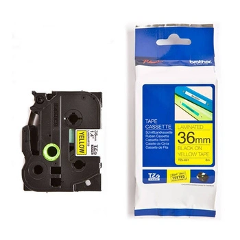 Taśma Brother TZe-661 36 mm x 8 m / żółta / czarny nadruk / do drukarek Brother P-touch