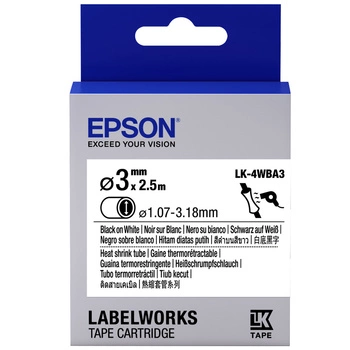 Rurka termokurczliwa Epson HTS LK-4WBA3 5mm x 2,5m ⌀3mm biała / czarny nadruk / do drukarki LabelWorks
